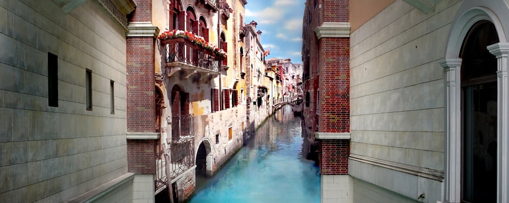 Houses along a canal Las Vegas Clark County Nevada USA Canvas Art - Panoramic Images (6 x 15)
