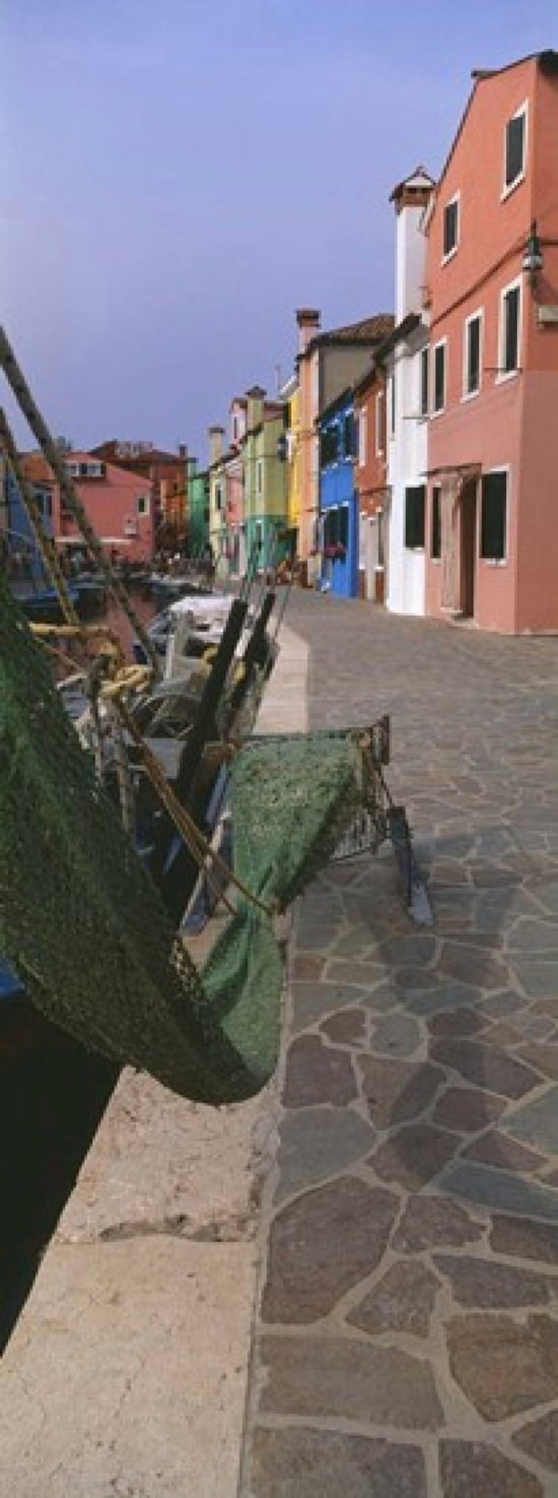 Houses along a road Burano Venetian Lagoon Italy Canvas Art - Panoramic Images (15 x 6)