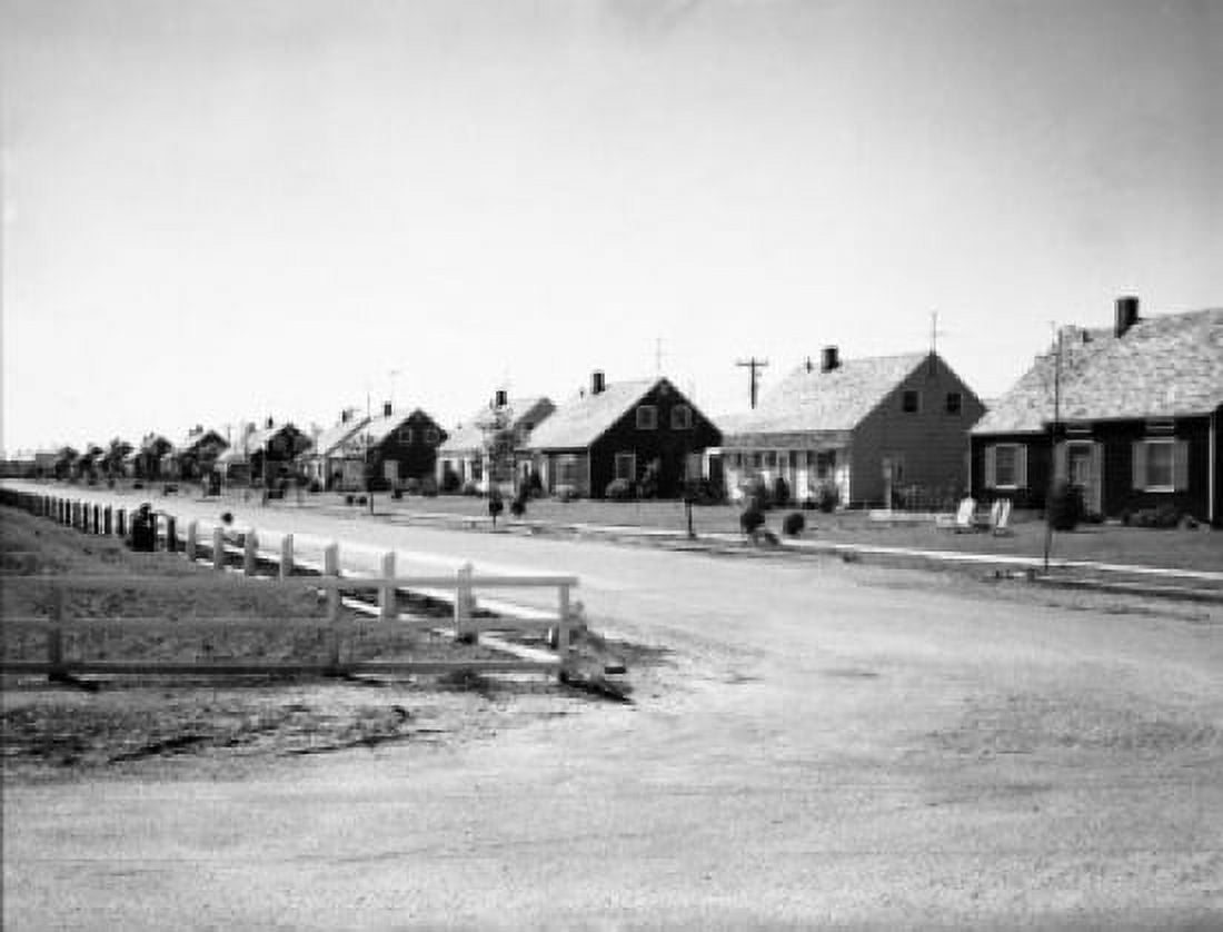 Houses along a road Levittown New York USA Canvas Art - (18 x 24)