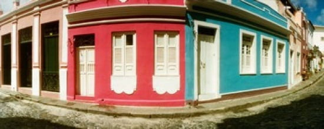 Houses along a street in a city Pelourinho Salvador Bahia Brazil Canvas Art - Panoramic Images (15 x 6)