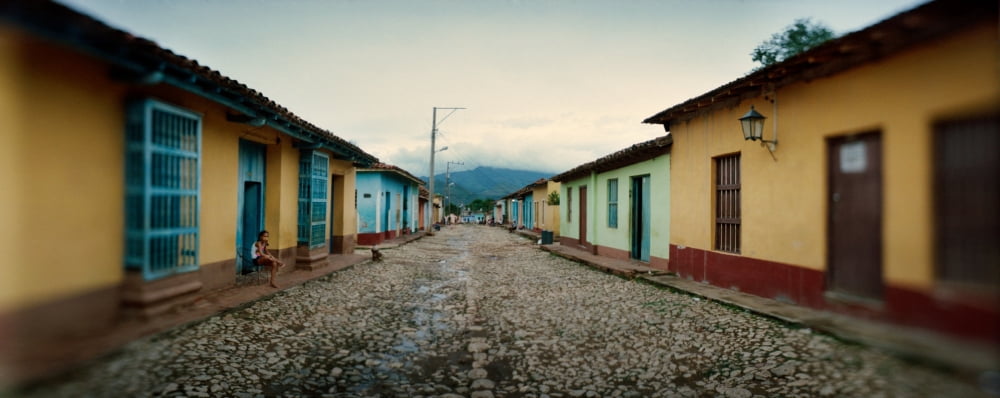 Houses along cobblestone street Trinidad Sancti Spiritus Cuba Canvas Art - Panoramic Images (6 x 15)