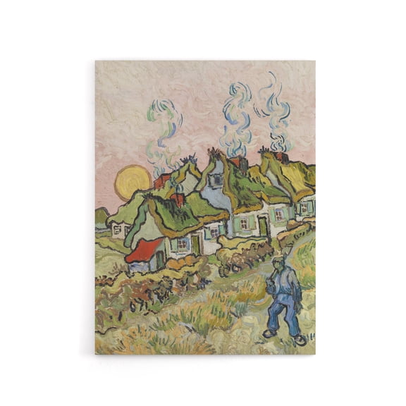 Houses and Figure Painting Van Gogh Vintage Canvas Wall Art 24X32"