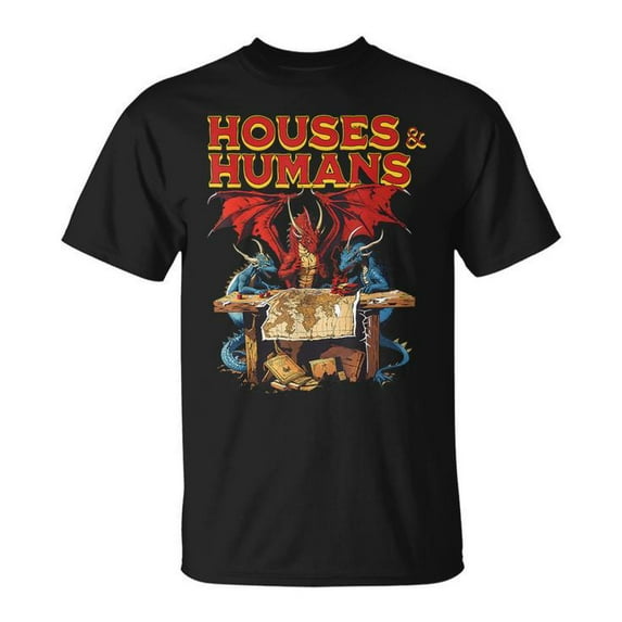 Houses and Humans Vintage Retro 90s Gamer T-Shirt – Classic Tabletop Gaming Tee for Men Women, Funny RPG Parody Shirt, Nostalgic Gamer Gift Apparel