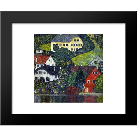Houses at Unterach on the Attersee 20x24 Framed Art Print by Gustav Klimt