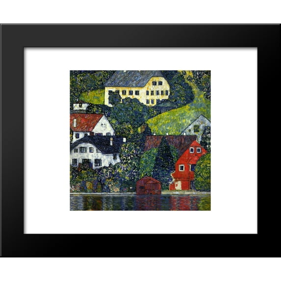 Houses at Unterach on the Attersee 20x24 Framed Art Print by Gustav Klimt