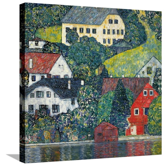 Art.com Houses at Unterach on the Attersee, C.1916 Stretched Canvas Print Wall Art by Gustav Klimt, 24" x 24"