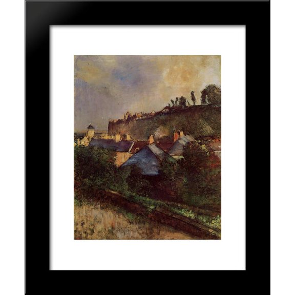 Houses at the Foot of a Cliff (Saint-Valery-sur-Somme) 20x24 Framed Art Print by Edgar Degas