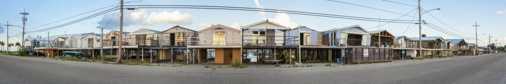 Houses destroyed after hurricane Katrina Lake Pontchartrain New Orleans Louisiana USA Canvas Art - Panoramic Images (27 x 9)