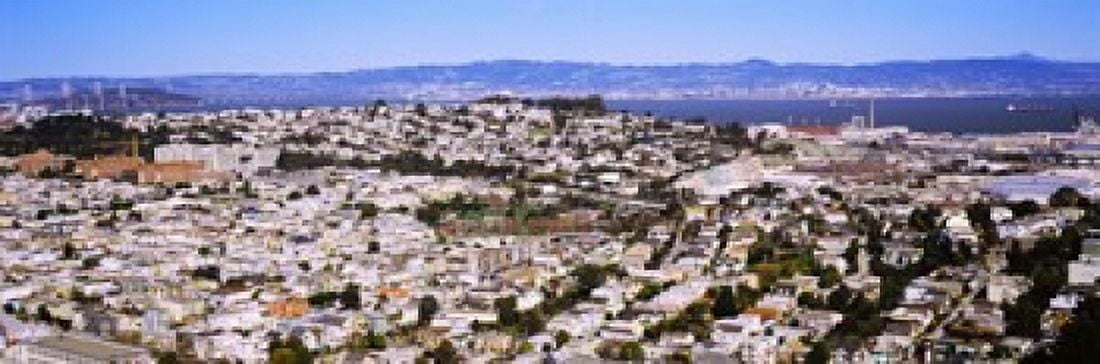 Houses in a city San Francisco California USA Canvas Art - Panoramic Images (36 x 12)