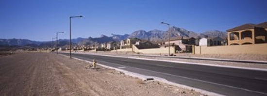 Houses in a row along a road Las Vegas Nevada USA Canvas Art - Panoramic Images (36 x 13)