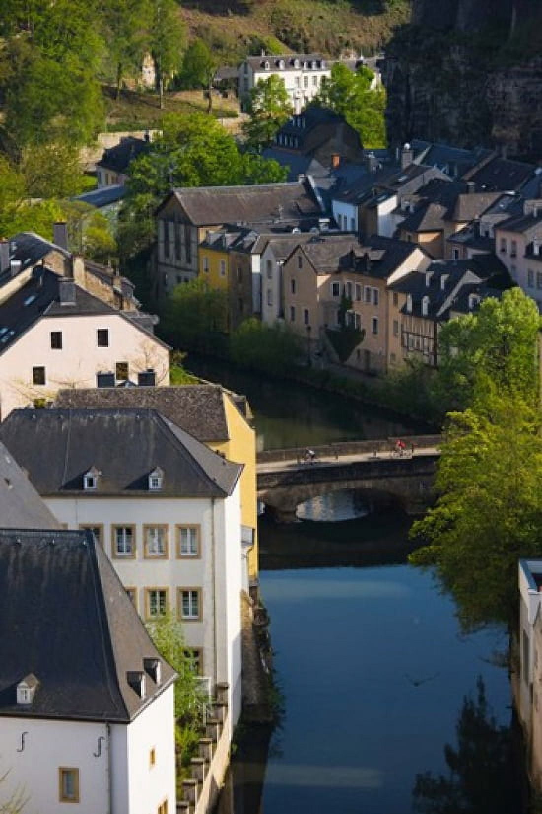 Houses in a town Grund Luxembourg City Luxembourg Canvas Art - Panoramic Images (24 x 36)