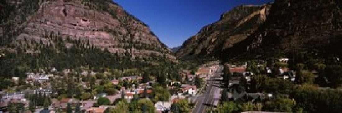 Houses in a town Ouray Ouray County Colorado USA Canvas Art - Panoramic Images (18 x 6)