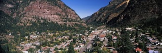 Houses in a town Ouray Ouray County Colorado USA Canvas Art - Panoramic Images (36 x 12)