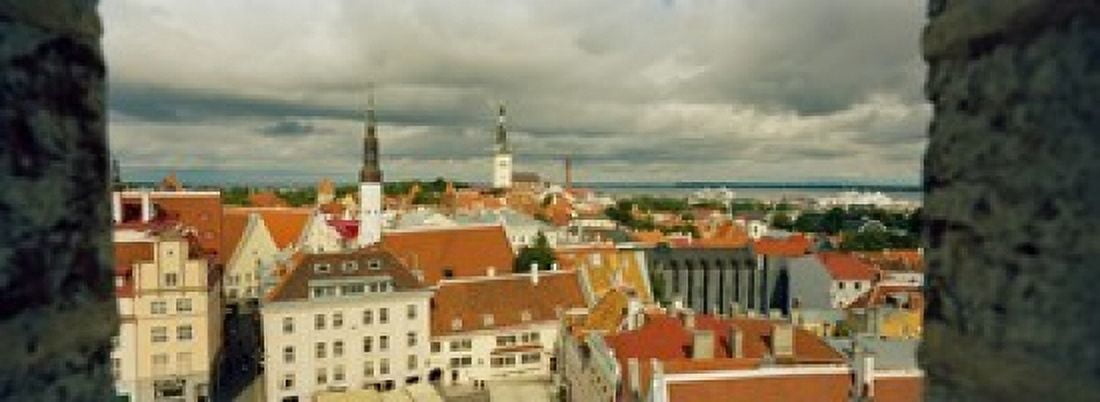Houses in a town Tallinn Estonia Canvas Art - Panoramic Images (18 x 7)