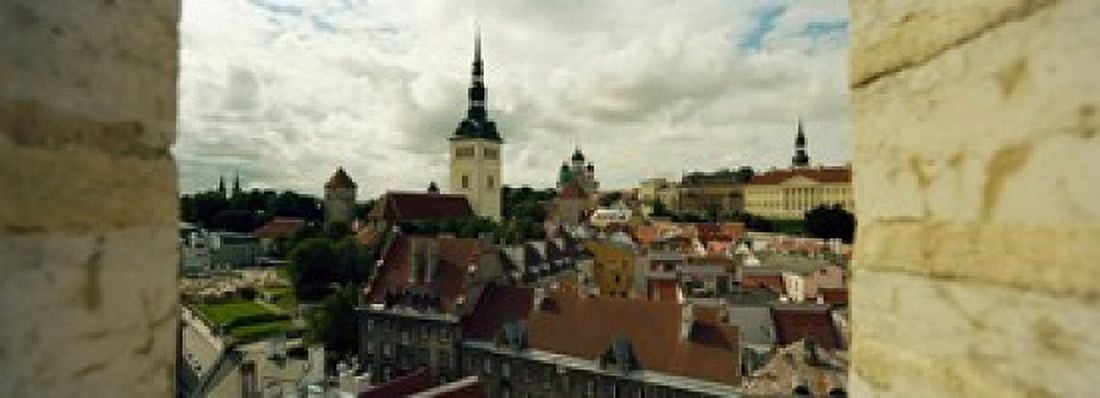 Houses in a town Tallinn Estonia Canvas Art - Panoramic Images (36 x 13)
