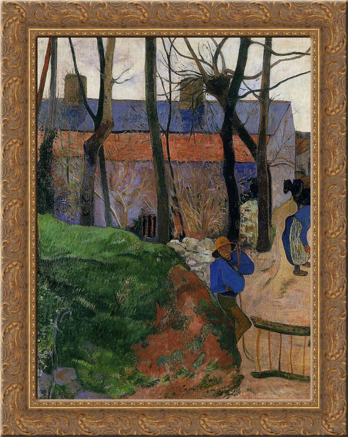 Houses in le Pouldu 24x20 Gold Ornate Wood Framed Canvas Art by Paul Gauguin