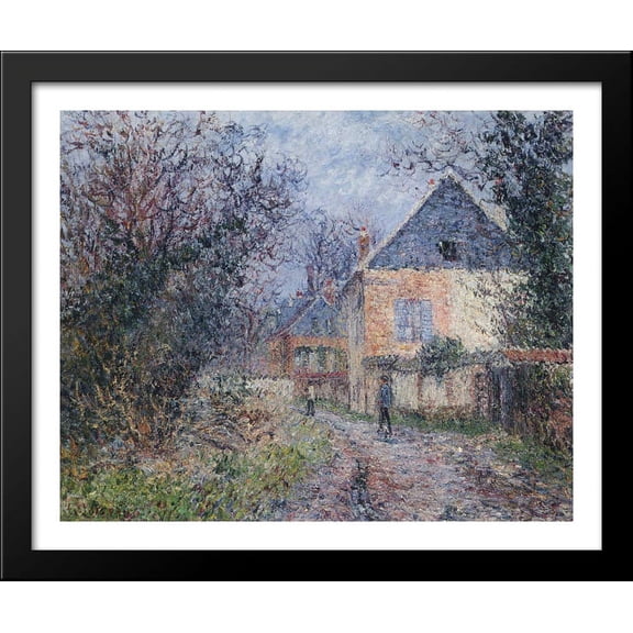 Houses near the Eure 34x28 Large Black Wood Framed Print Art by Gustave Loiseau