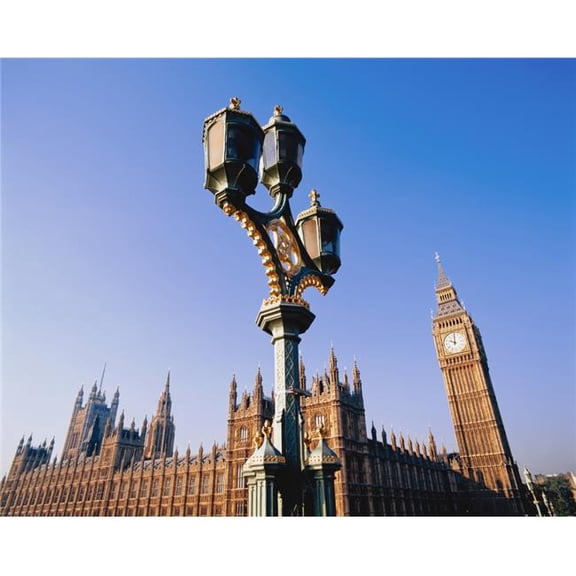 Houses of Parliament & Street Lamp Poster Print - 34 x 26 - Large