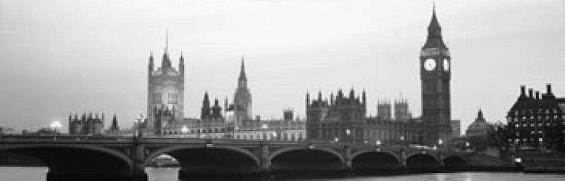 Houses of Parliament Westminster Bridge and Big Ben London England Canvas Art - Panoramic Images (36 x 12)