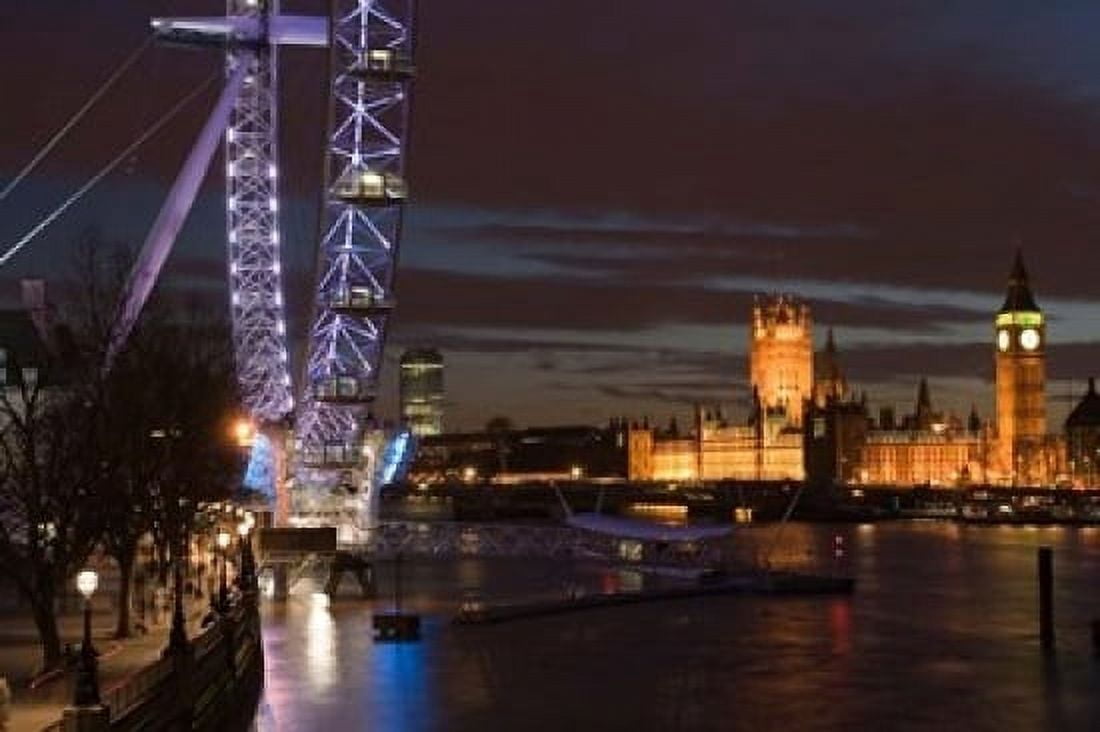 Houses of Parliament and London Eye London England Canvas Art - Walter Bibikow DanitaDelimont (24 x 15)