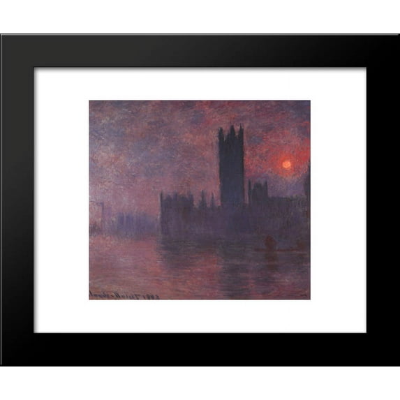 Houses of Parliament at Sunset 20x24 Framed Art Print by Monet, Claude
