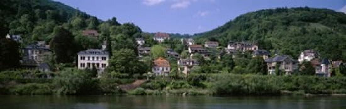 Houses on a hillside Neckar River Heidelberg Baden-Wurttemberg Germany Canvas Art - Panoramic Images (18 x 6)