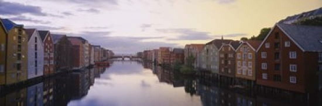 Houses on both sides of a river Trondheim Sor-Trondelag Norway Canvas Art - Panoramic Images (18 x 6)