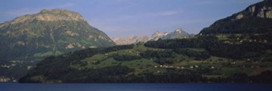 Houses on mountains Schwyz Canton Of Schwyz Switzerland Canvas Art - Panoramic Images (18 x 6)