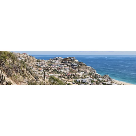 Houses on the coast Cabo San Lucas Mexico Canvas Art - Panoramic Images (48 x 12)