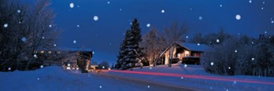 Houses snowfall NH USA Canvas Art - Panoramic Images (36 x 12)