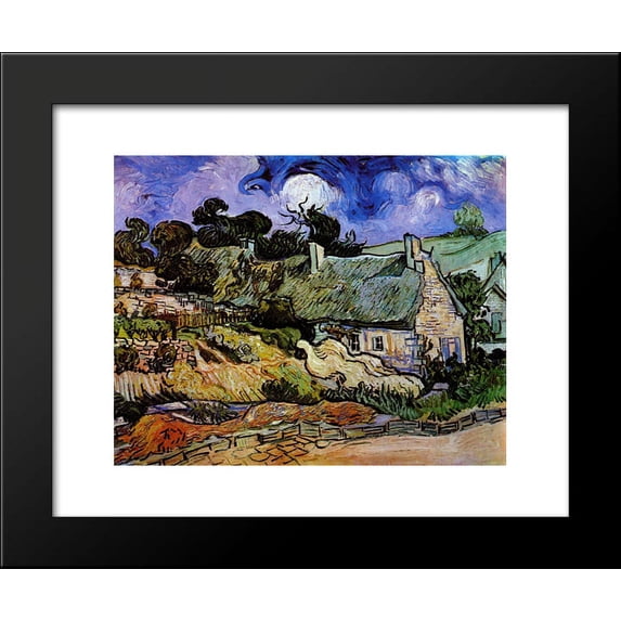Houses with Thatched Roofs, Cordeville 20x24 Framed Art Print by Vincent van Gogh