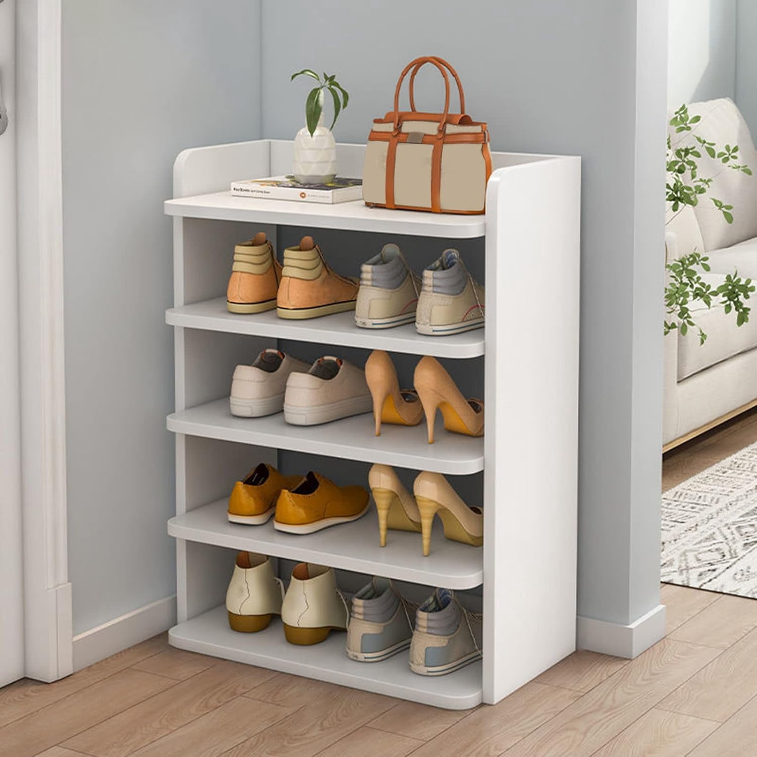 Houseware 5-Tier Shoe Rack Storage Organizer,Minimalistic Density Board ...