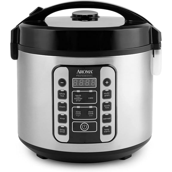 Housewares Professional 20-Cup (Cooked) / 5Qt. Digital Rice Cooker, Steamer, and Slow Cooker Pot with 10 Smart Cooking Modes, Including Saut-then-Simmer