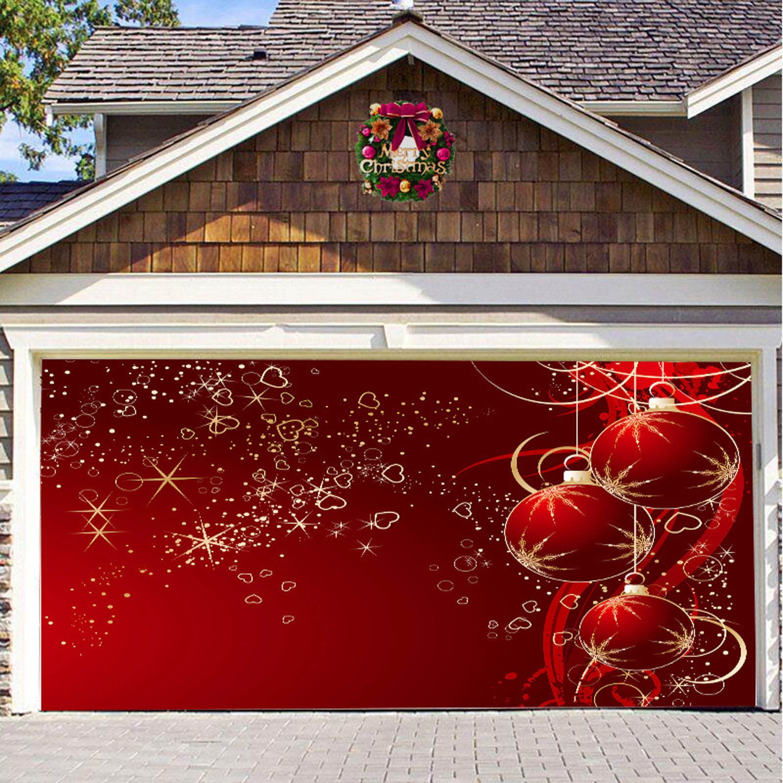 HousewaresChristmas Garage Door Tapestry Background Wall Cloth Colorful