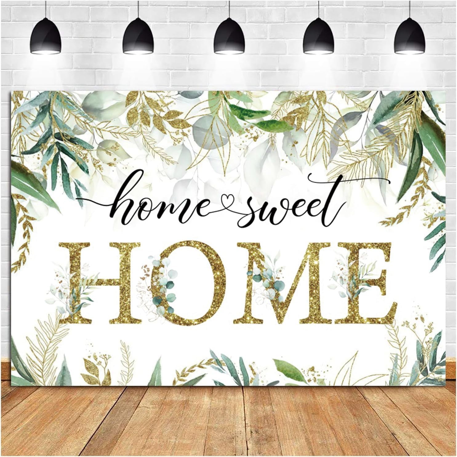 Housewarming Backdrop Spring Gold Green Leaves Photography Background ...