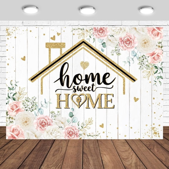 Housewarming Backdrop Sweet Home New House Photography Background Pink Floral Retro Welcome Home Party Decorations Banner Photo Studio Props