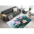 thumbnail image 1 of Housewarming Gift Rugs, Lotus Rug, Dining Room Rug, Floral Rug, Modern Rugs, Modern Rug, Colorful Rugs, Flower Rugs, Non Slip Rug, Cute Rug, 2.6'x4' - 80x120 cm, 1 of 4