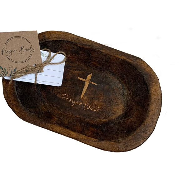 Housewarming Gift Thanksgiving Decor for Meditation Matte Texture Cross Prayer Religious Bowl Easter Decor Prayer Dough Bowl Mini Rustic Farmhouse Cross Bowl BROWN WITH CARDS