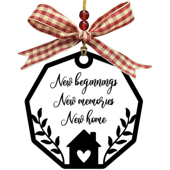 Housewarming Gifts Acrylic Hanging Sign Plaque New Home Gift Birthday Gifts Handicraft Ribbon Hanging Plaque for Couple Neighbor Friend 3.5x3.5inch DIY