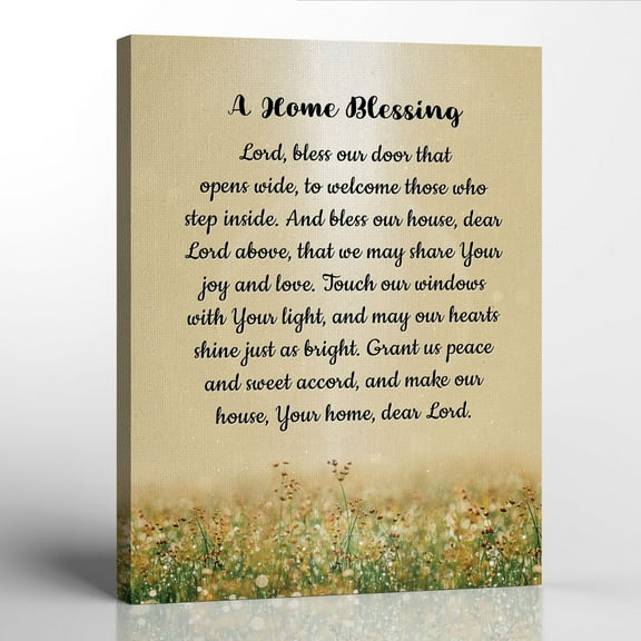 House Warming Gifts for New Home, Bless this Home Wall Decor, Foyer Decor for Entryway, Welcome Home Sign, Christian Blessing Canvas Print, 16x20