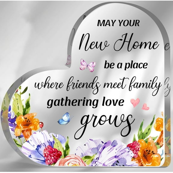 Housewarming Gifts for Women, New Home Friends Meet Family Gathering Love Grows Acrylic Sign for New Homeowners, First Home Gifts for New House, Hostess Gift, New Home Decoration