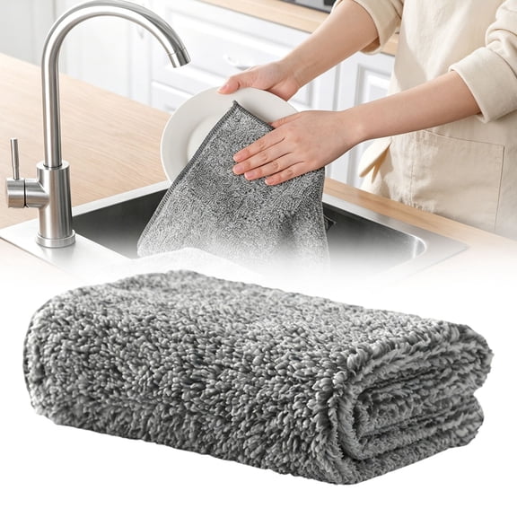 Housewarming Kitchen Cloth, SomWiBe Bamboo Charcoal Fiber Dish Cloth, Thick Absorbent Reusable Cleaning Towel, 7.9 In