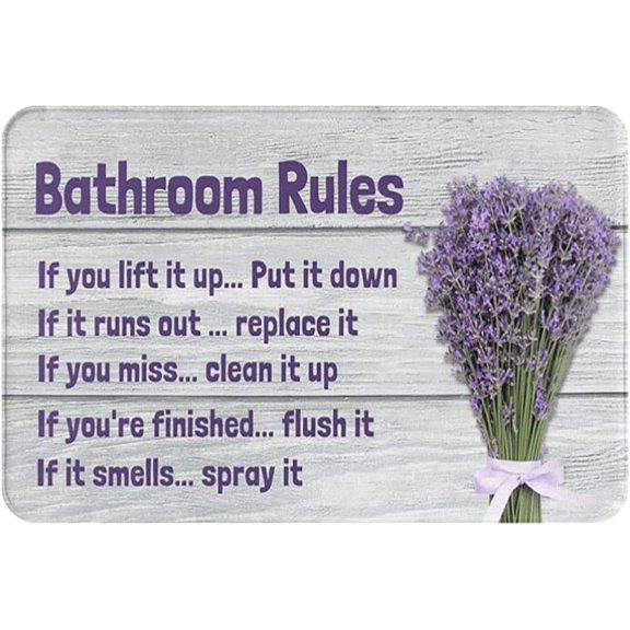 Housewarming New Home Gift Bathroom Rules Lavender Purple Door Mat Welcome Mat Home Decor Doormats 16x24 Inch.