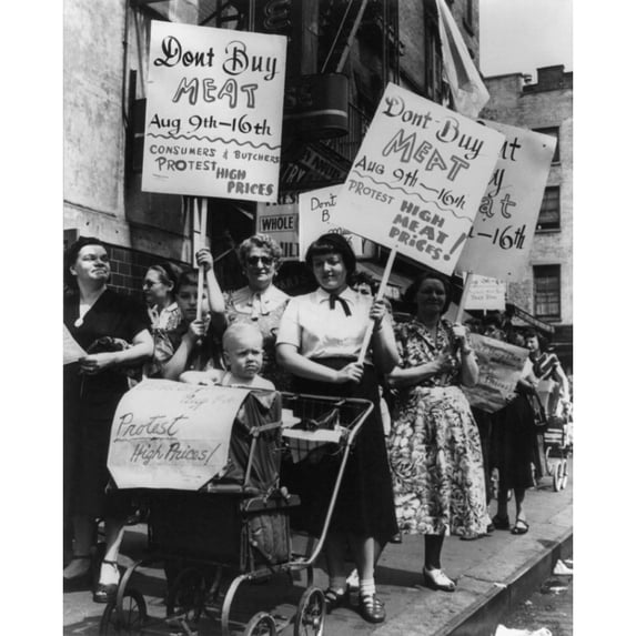 Housewives Demonstrate At A Meat Market In New York City To Protest The High Cost Of Meat. At 10Th St. And 1St Ave. On