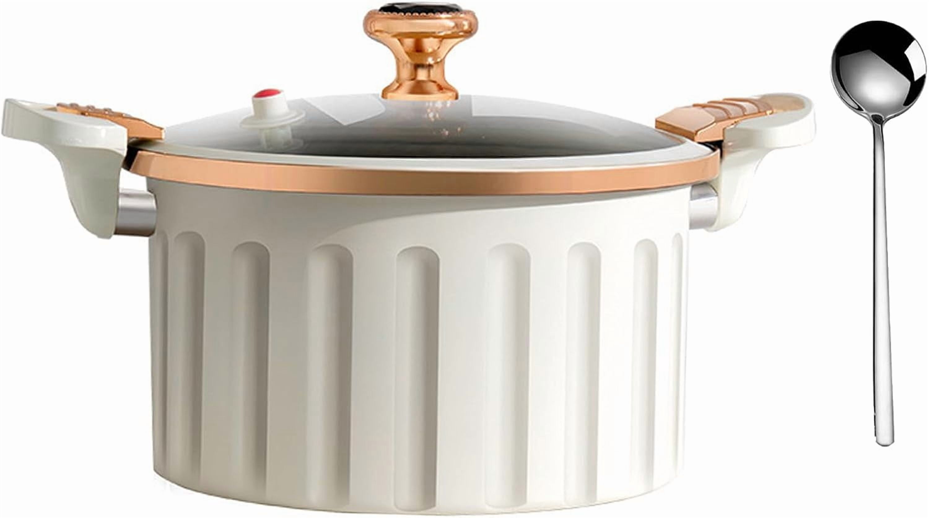 Housewor Micro Pressure Cooker, Housewor Non-Stick Pot, 8L Large Capacity Enamel Small Pressure Cooker for Open Fire, Induction Cooker, Electric Stove, Gas Stove (White)