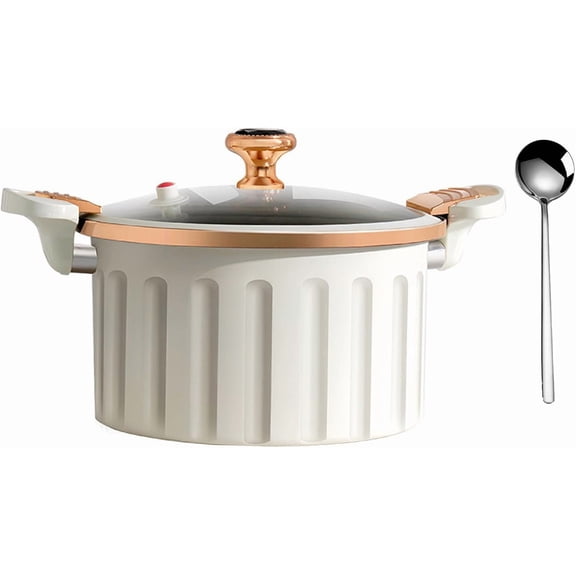 Housewor Micro Pressure Cooker, Housewor Non-Stick Pot, 8L Large Capacity Enamel Small Pressure Cooker for Open Fire, Induction Cooker, Electric Stove, Gas Stove (White)