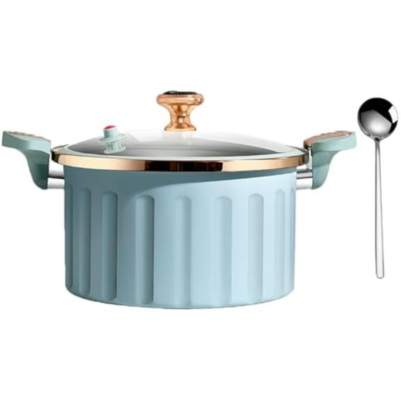 Housewor Micro Pressure Cooker, Housewor Non-Stick Pot, 8L Large Capacity Enamel Small Pressure Cooker for Open Fire, Induction Cooker, Electric Stove, Gas Stove (Blue)