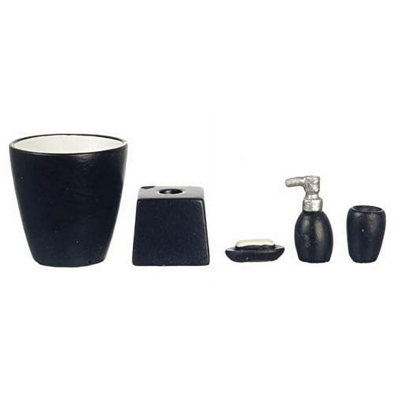 Houseworks, Ltd. Dollhouse Miniature 5-Pc. Black Bath Accessory Set