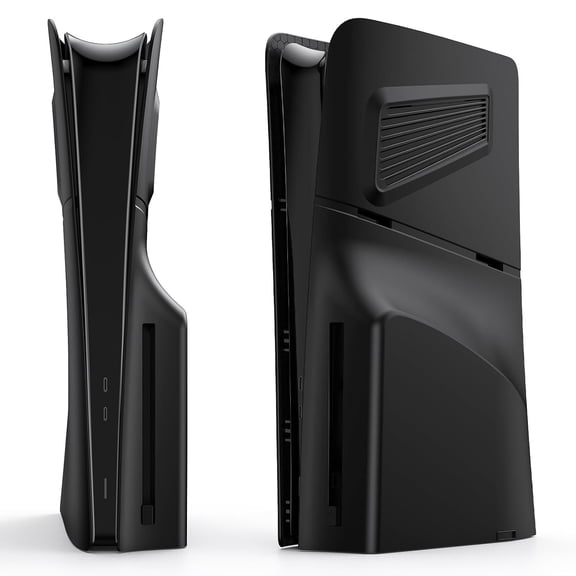 Housing Panel for PlayStation 5 Slim Disc Edition, Faceplate with Cooling Vents, Anti-Scratch Dustproof Protective Cover ABS Replacement Shell for PS5 Slim-Black
