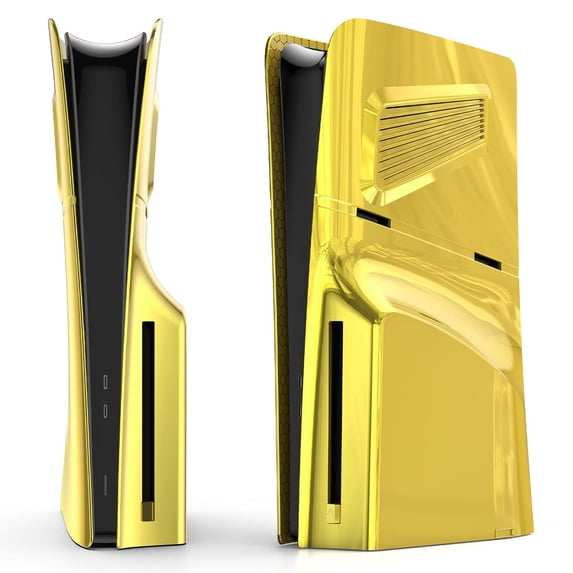 Housing Panel for PlayStation 5 Slim Disc Edition, Faceplate with Cooling Vents, PS5 Slim Anti-Scratch Dustproof Protective Cover, ABS Replacement Shell-Golden